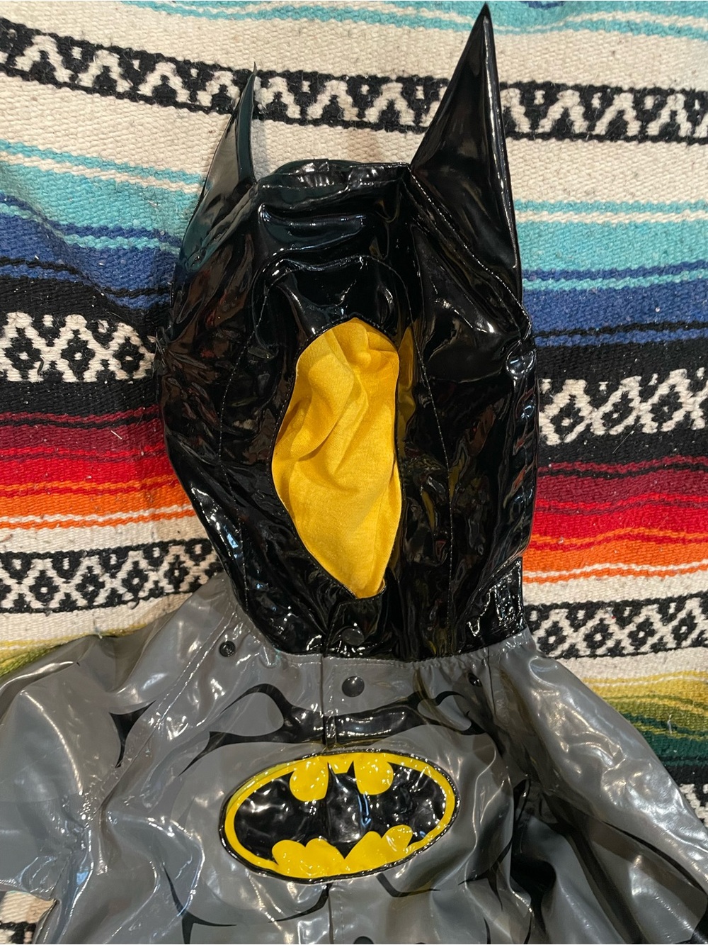 Western Chief Kids Batman Raincoat Jacket - Gray, Black & Yellow - Picture 3 of 5